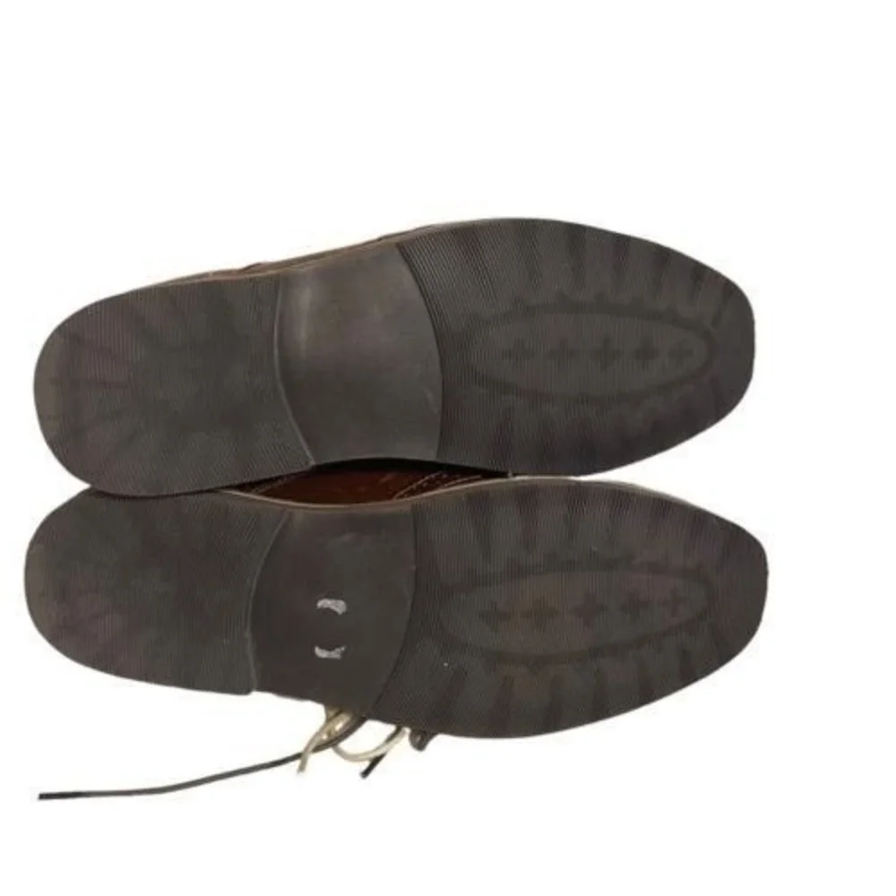 Steve Madden Men;s Cognac Brown Leather Wingtip Oxford Dress Shoes‎ Size 10.5